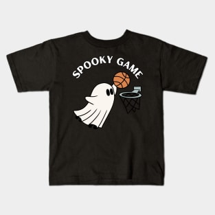 Spooky game, ghost playing basketball. Halloween Kids T-Shirt